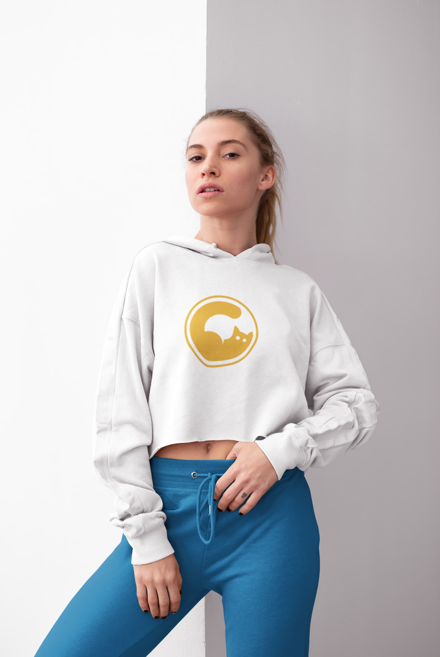 Hoopcat Logo Women's Crop Hoodie