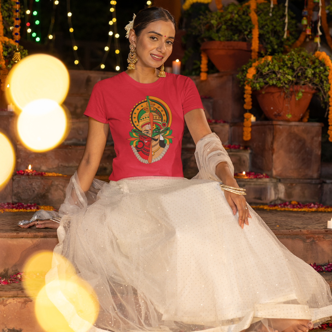 MAVELI- KATHAKALI-THEYYAM FUSION T-SHIRT FOR WOMEN