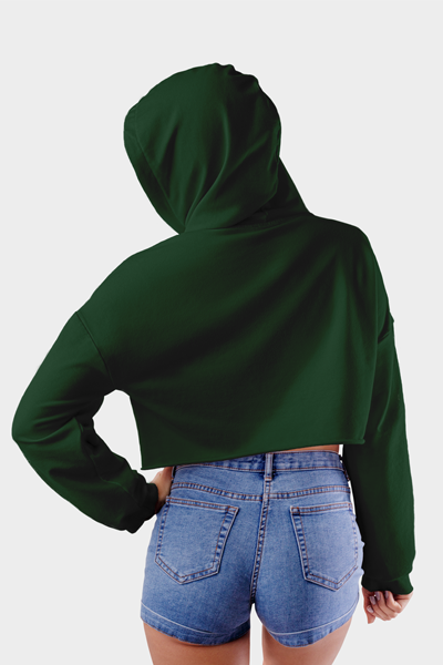 Olive Green Crop Hoodie for Women