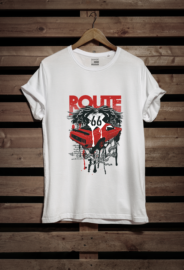 Route 66 Half Sleeve T-Shirt for Men