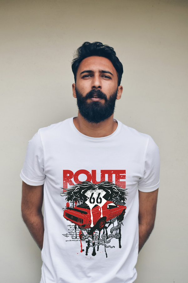 Route 66 Half Sleeve T-Shirt for Men