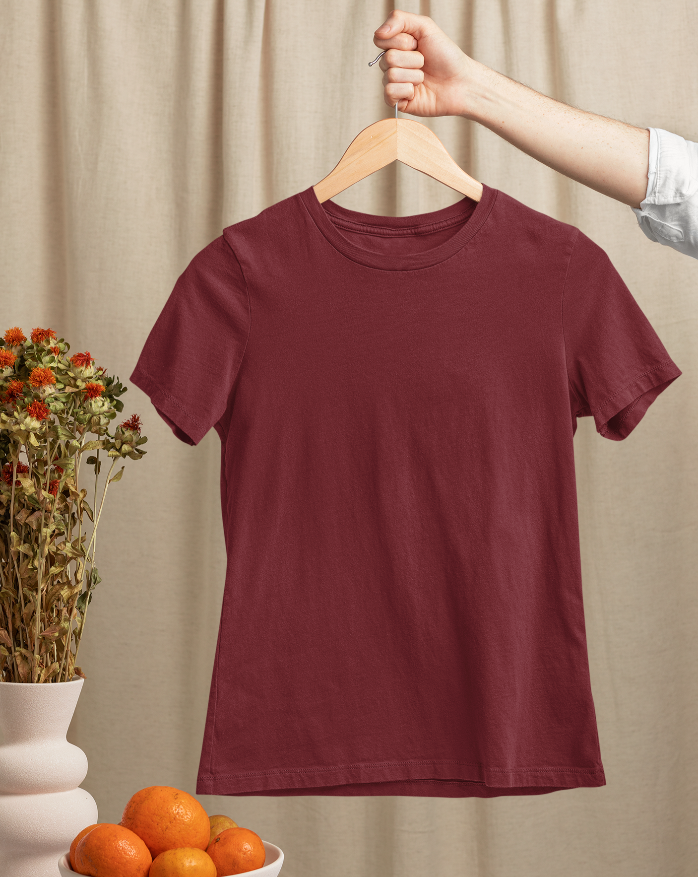 Maroon Half Sleeve T-Shirt for Women