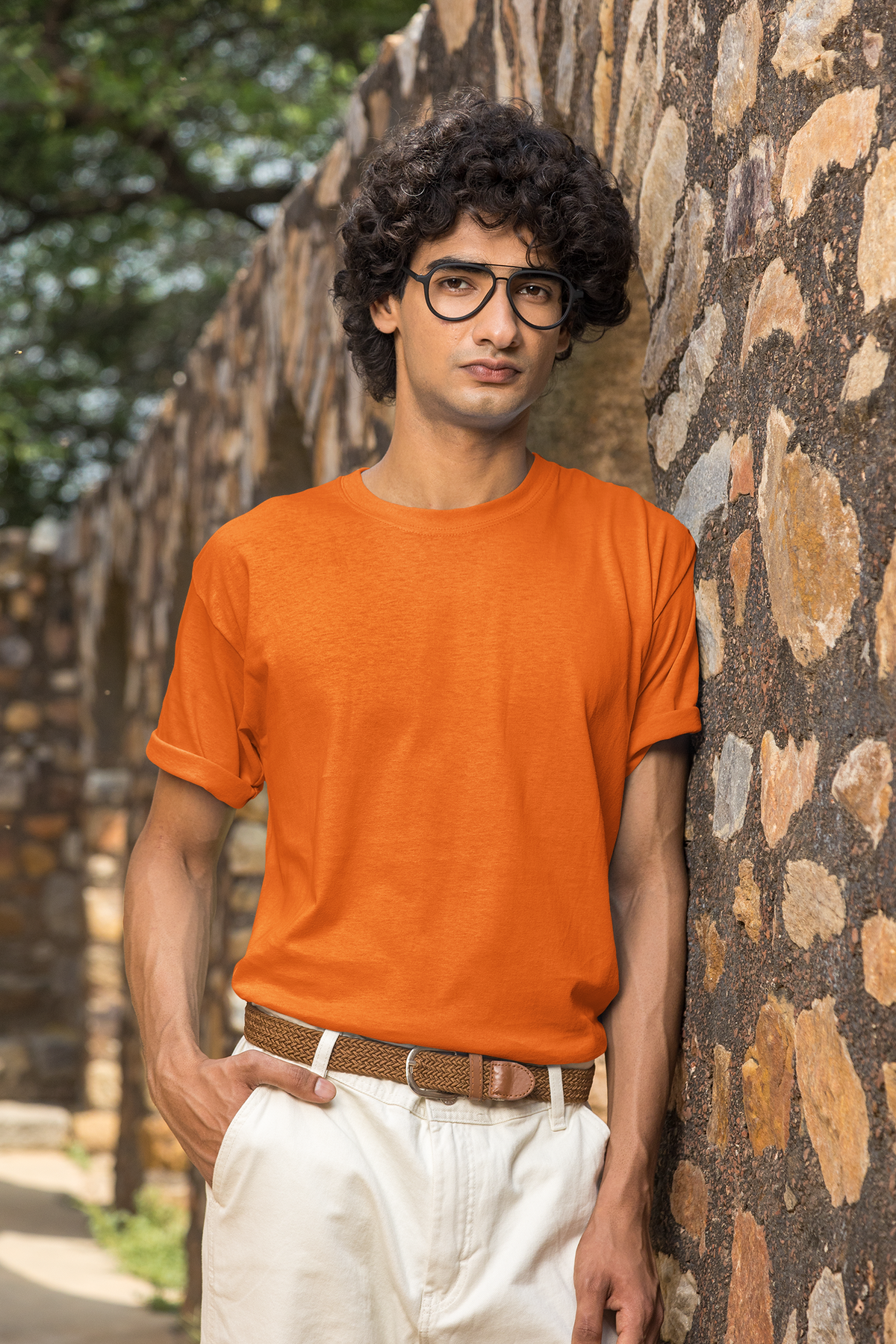 Orange Half Sleeve T-Shirt for Men