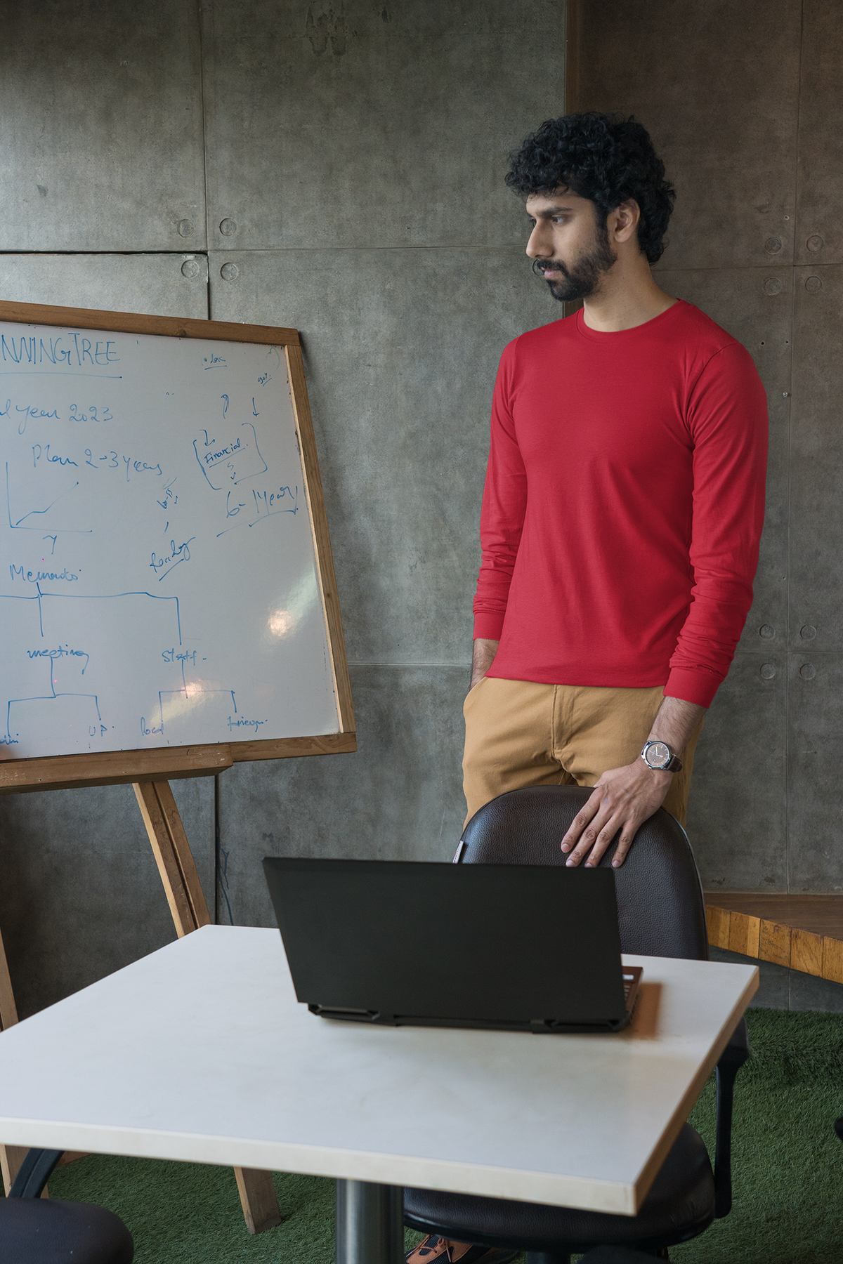 Red Full Sleeve T-Shirt  for Men