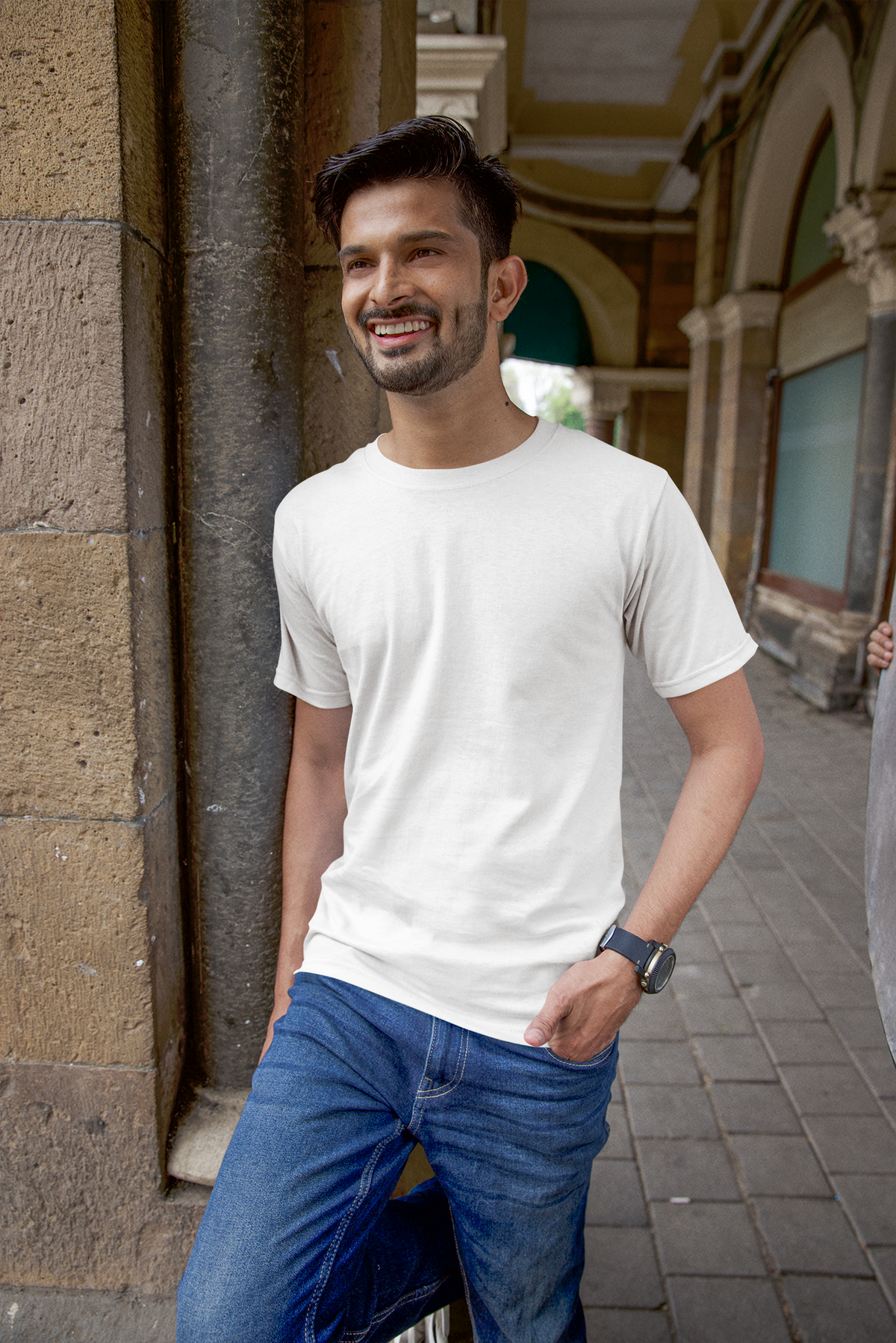 White Half Sleeve T-Shirt for Men