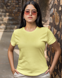 Butter Yellow  Half Sleeve T-Shirt for Women