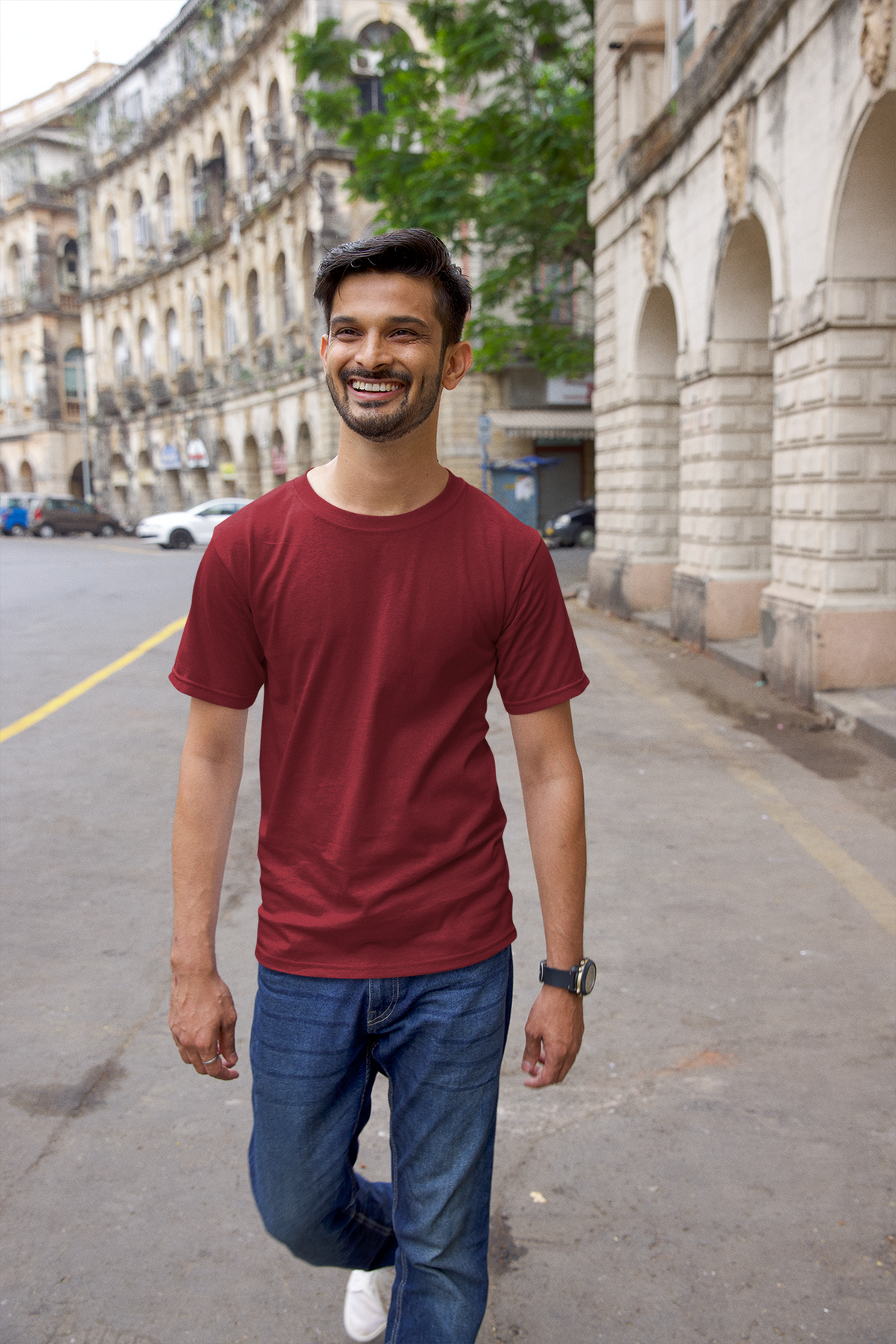 Maroon Half Sleeve T-Shirt for Men