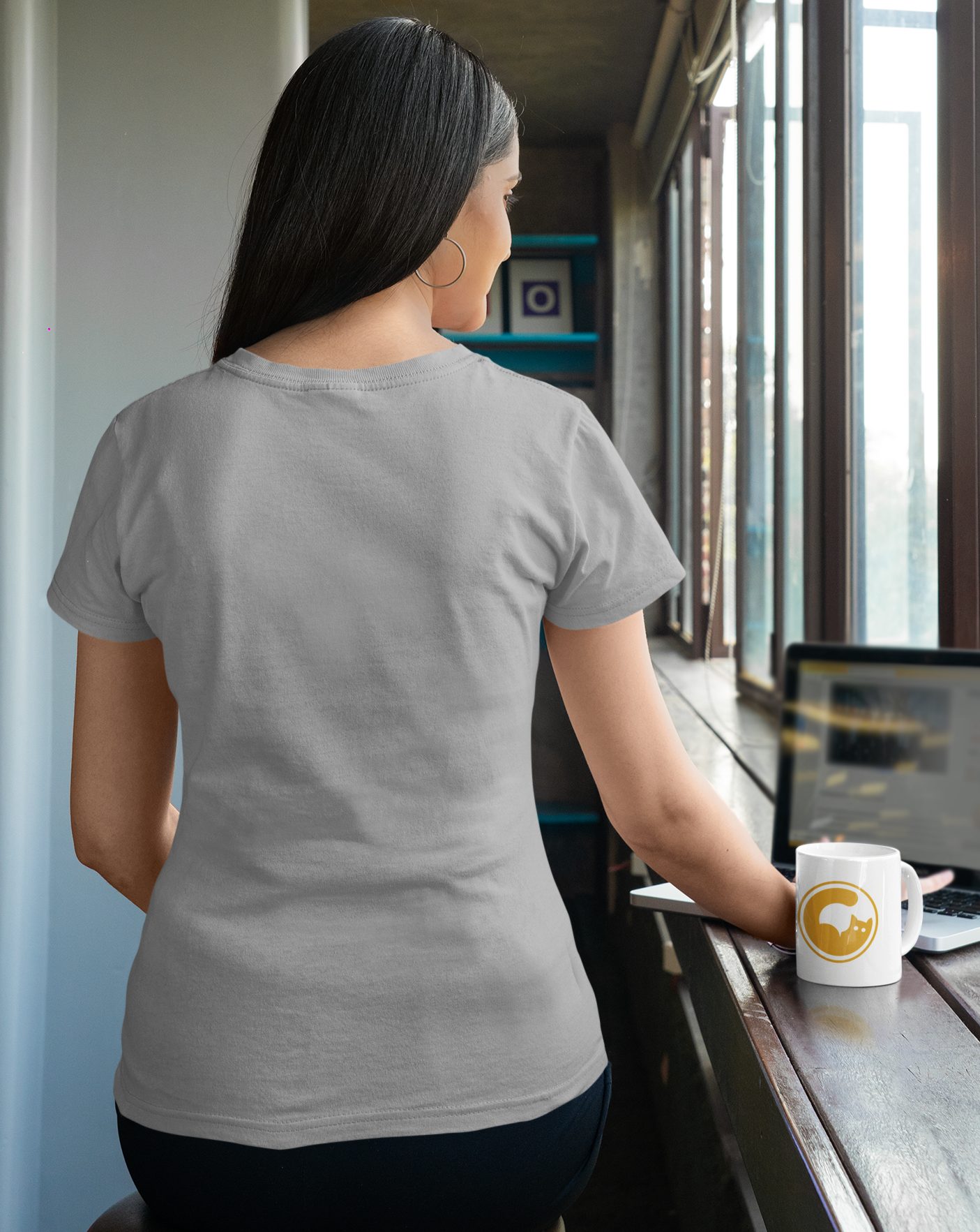 Melange Grey Half Sleeve T-Shirt for Women