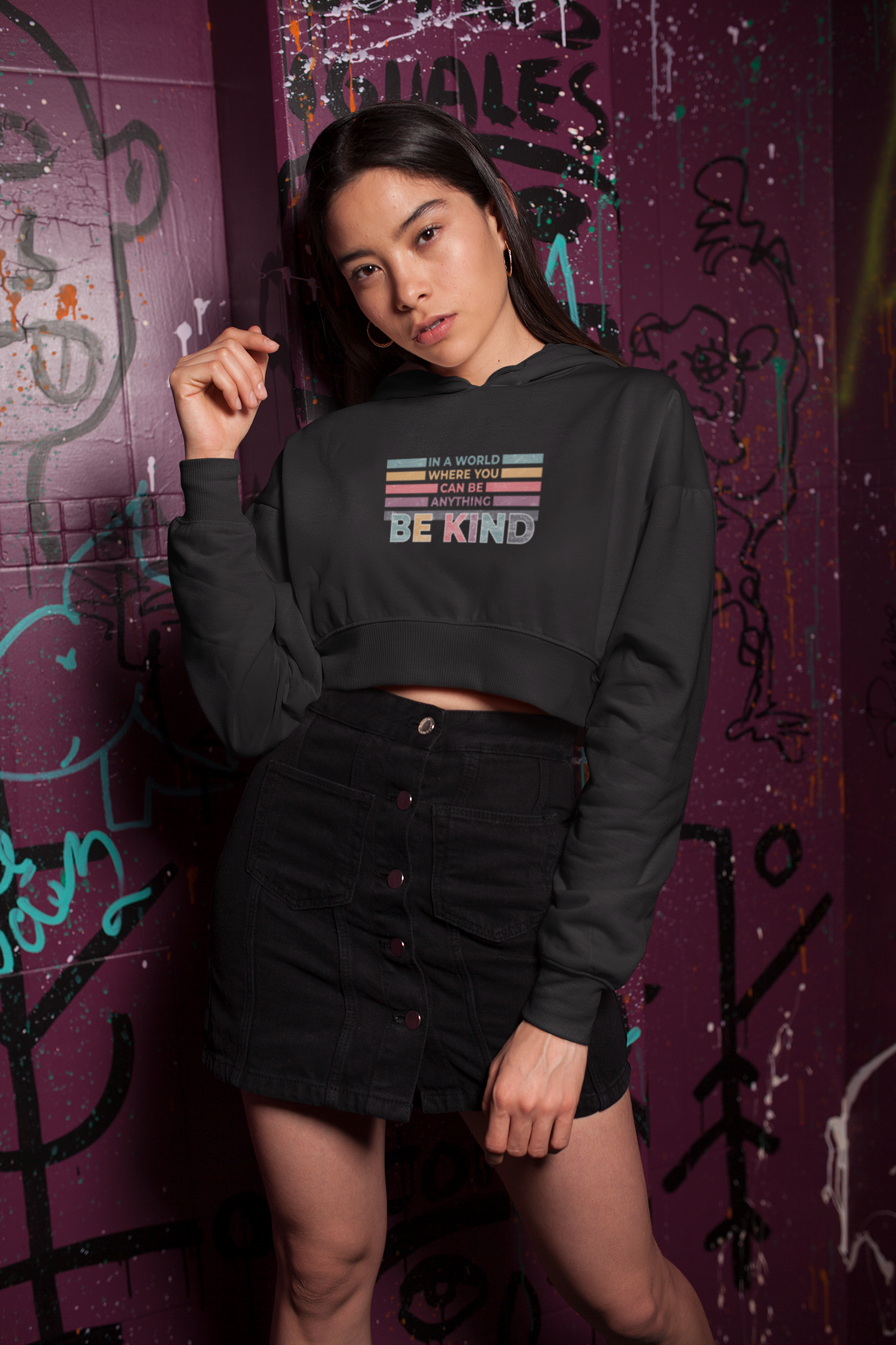 Kind in World Women Crop Hoodie