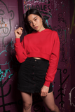 Red Crop Hoodie for Women