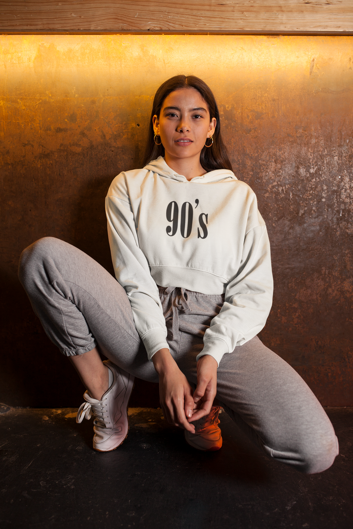 90's Women Crop Hoodie