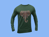 Elephant graphic design Olive Green Full Sleeve T-Shirt