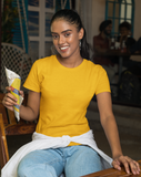 Golden Yellow Half Sleeve T-Shirt for Women