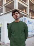 Plain Olive green Sweatshirt for Men