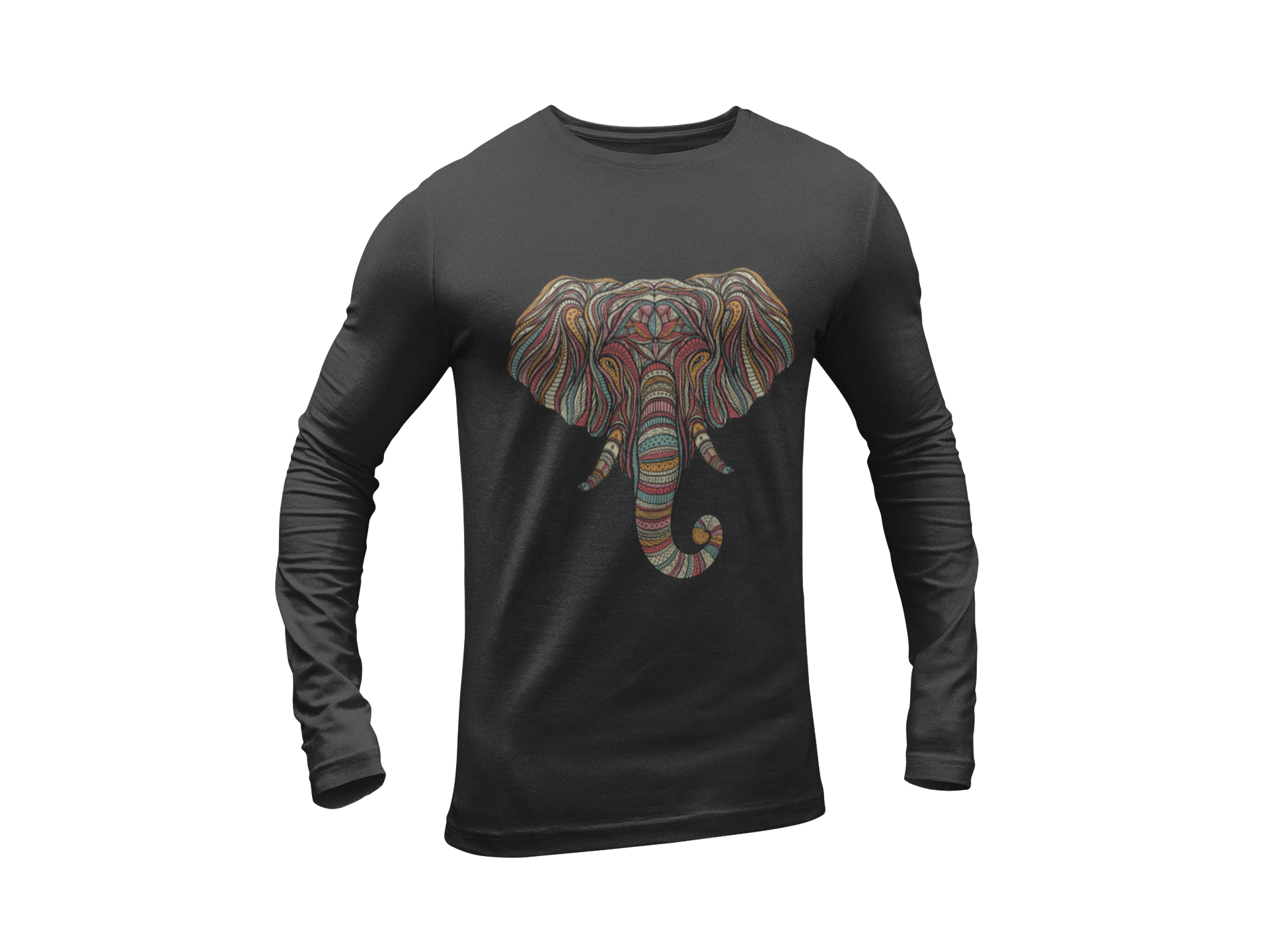 Elephant graphic design Black Full Sleeve T-Shirt