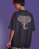 Elephant graphic design Black Over Size T-Shirt