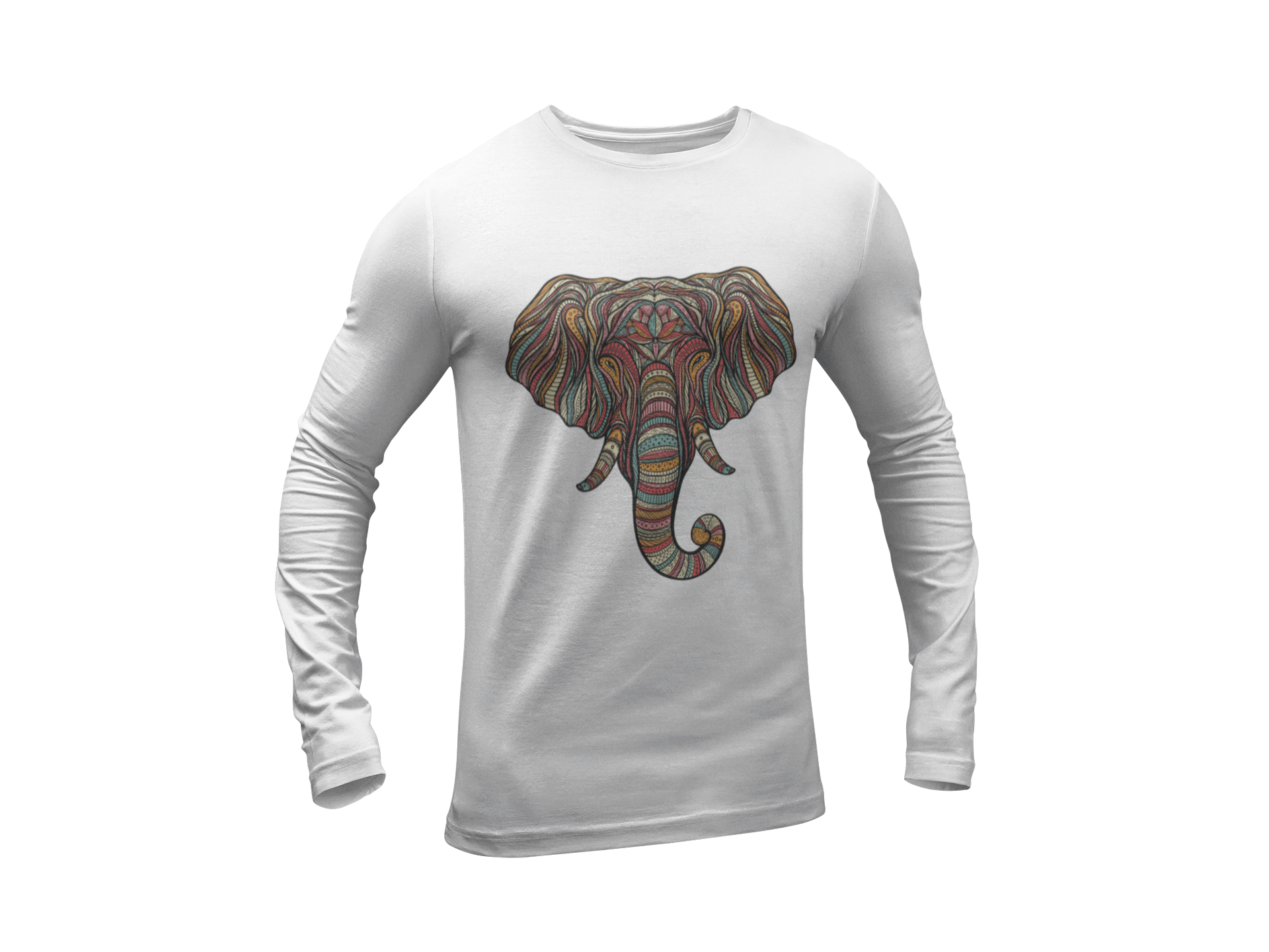 Elephant graphic design White Full Sleeve T-Shirt