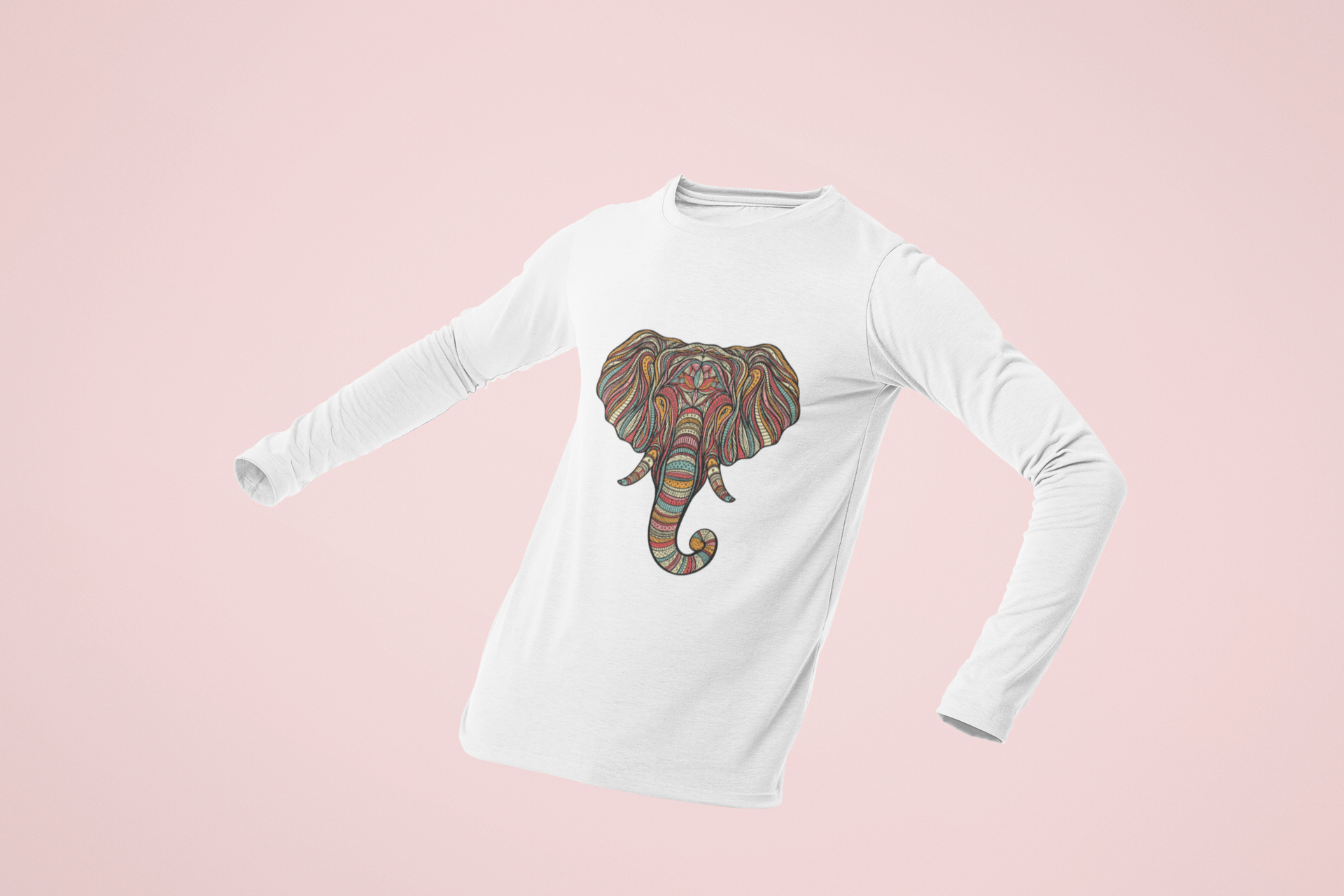 Elephant graphic design White Full Sleeve T-Shirt