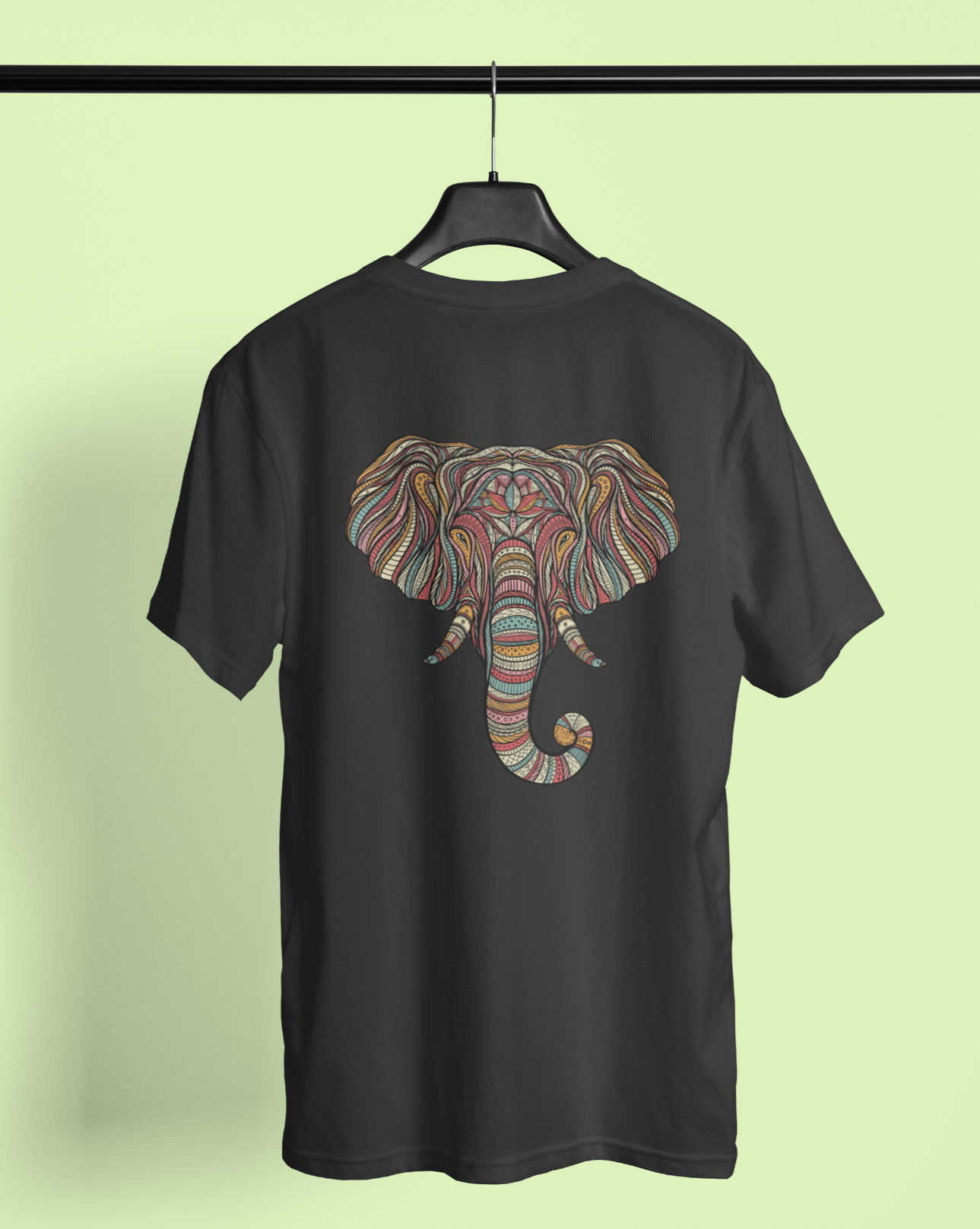 Elephant graphic design Black Over Size T-Shirt