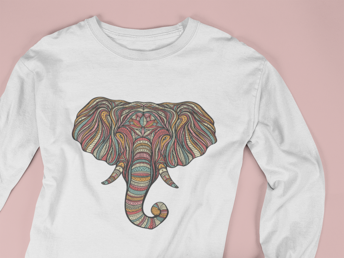 Elephant graphic design White Full Sleeve T-Shirt