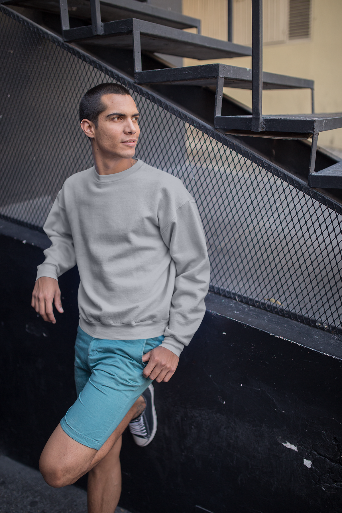 Plain Melange Grey Sweatshirt for Men