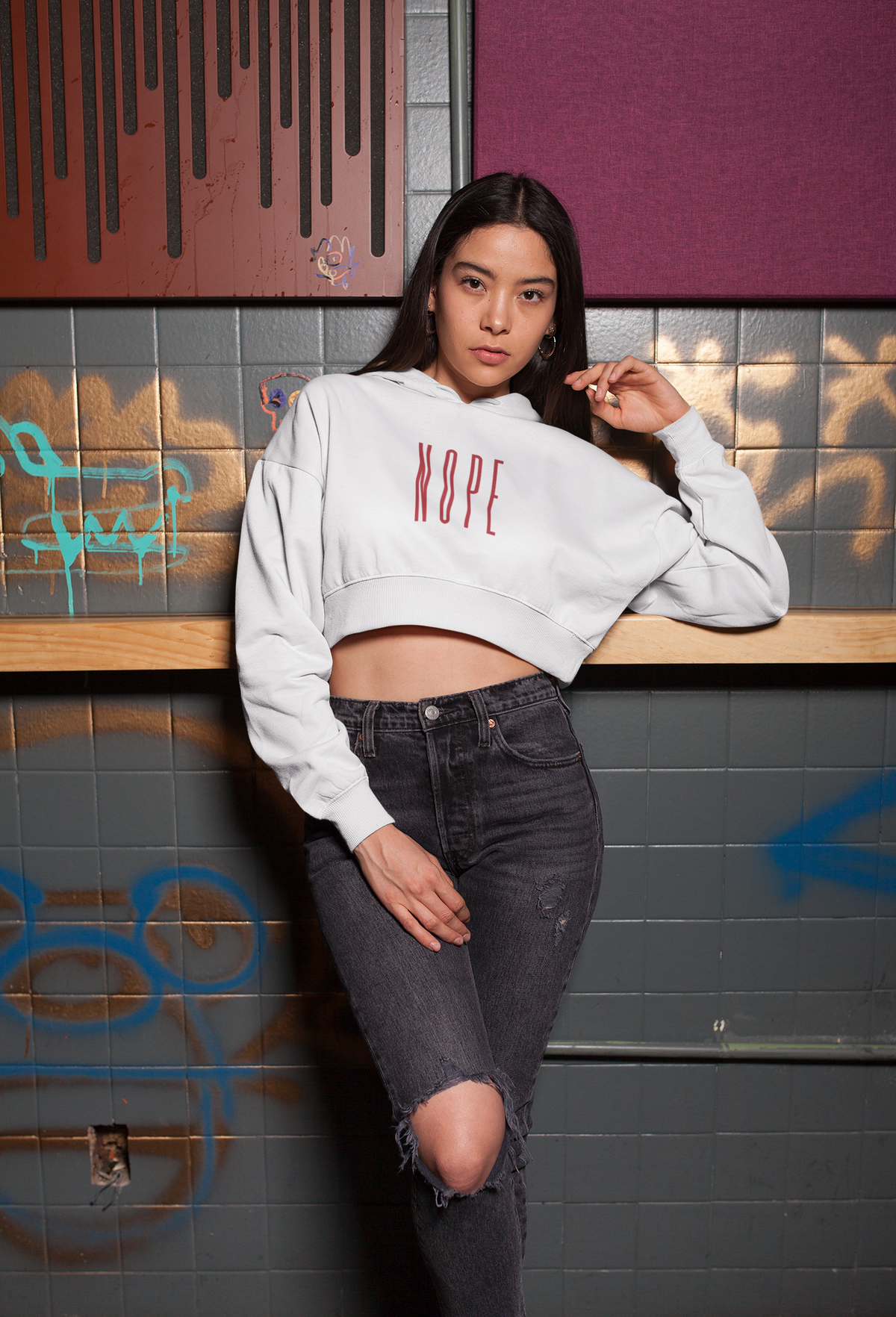 NOPE Women Crop Hoodie