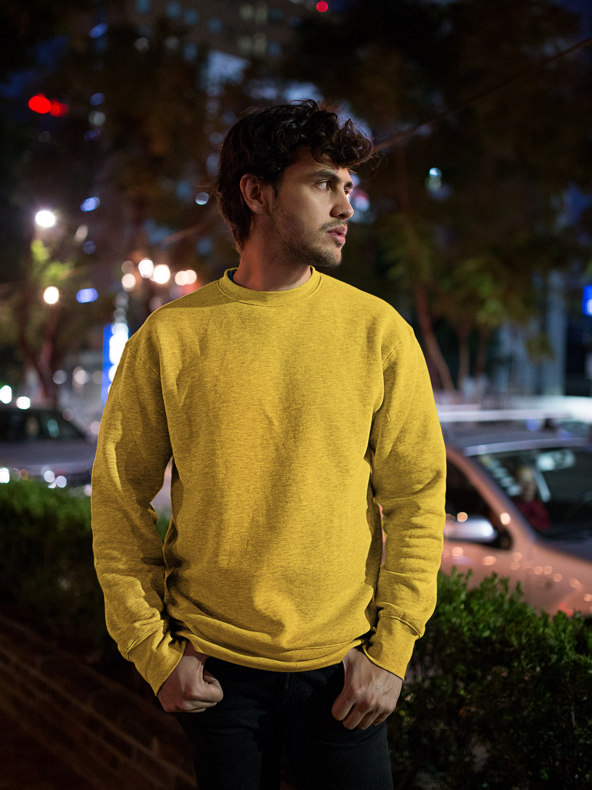 Plain Golden Yellow Sweatshirt for Men