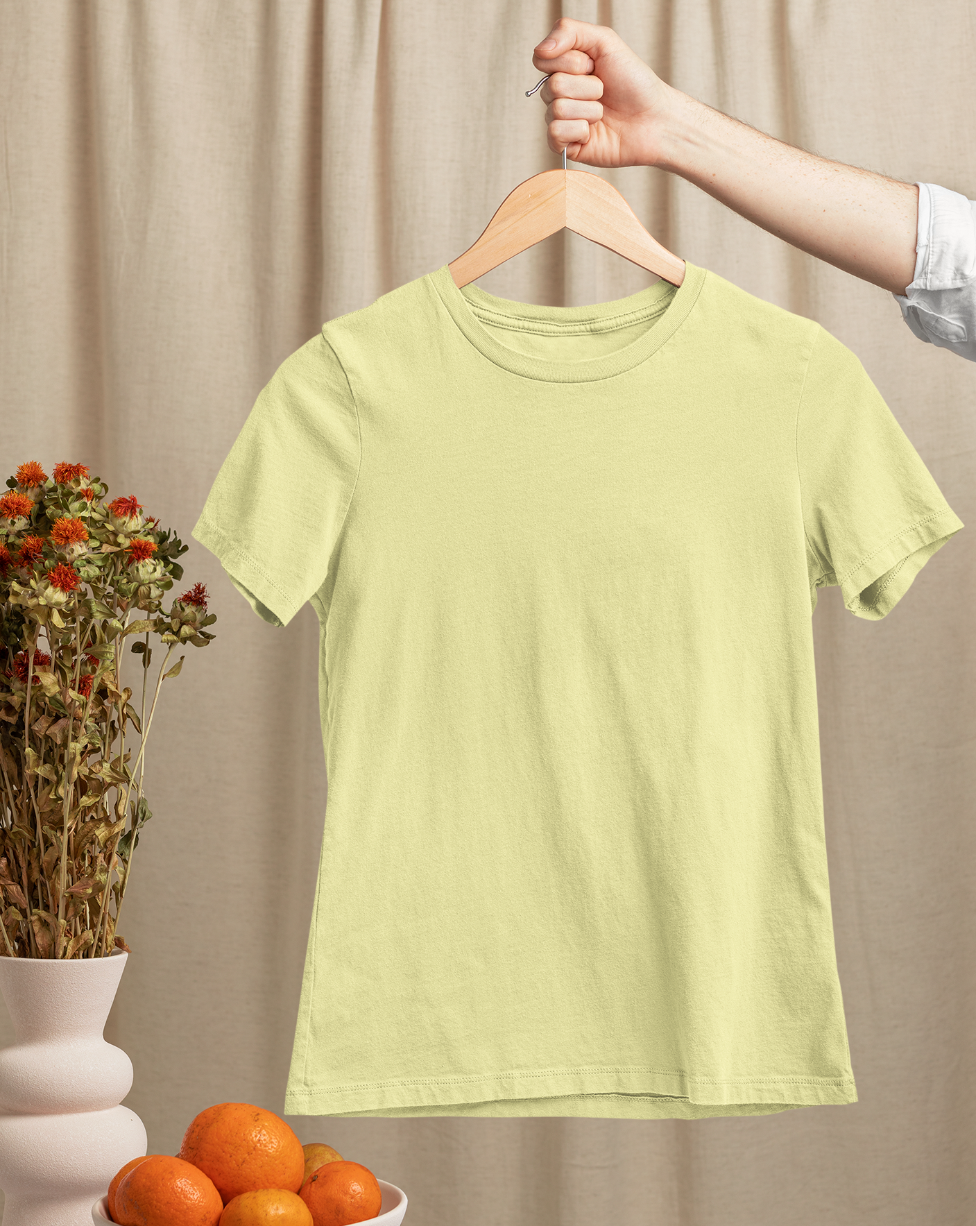 Butter Yellow  Half Sleeve T-Shirt for Women