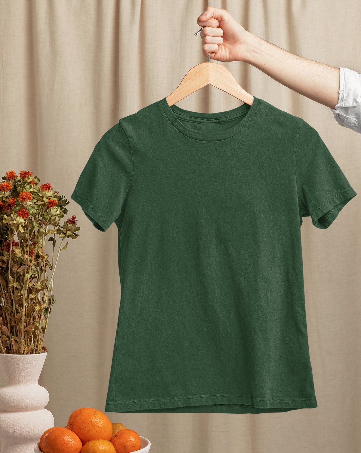 Olive Green Half Sleeve T-Shirt for Women