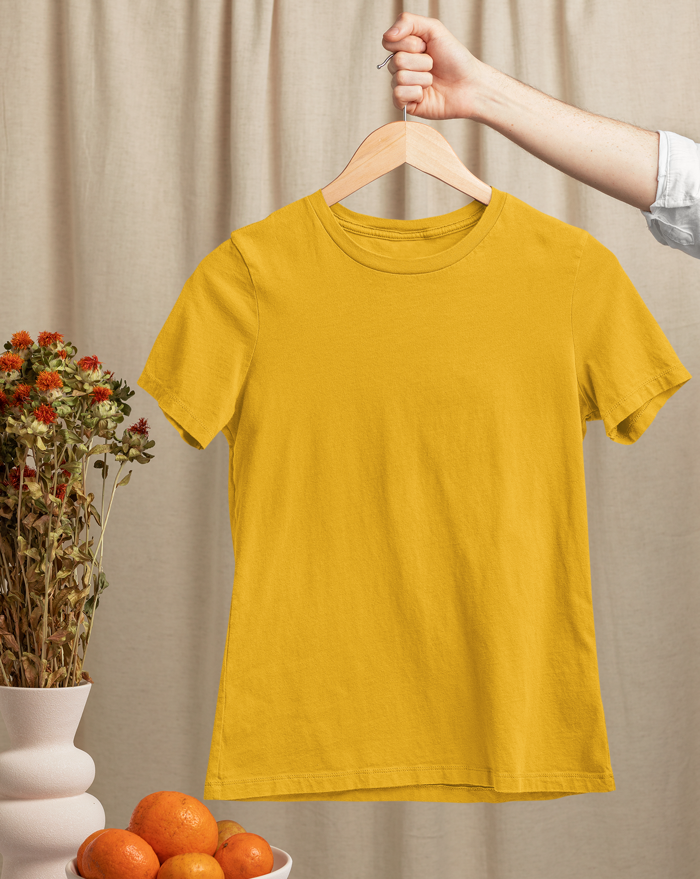 Golden Yellow Half Sleeve T-Shirt for Women