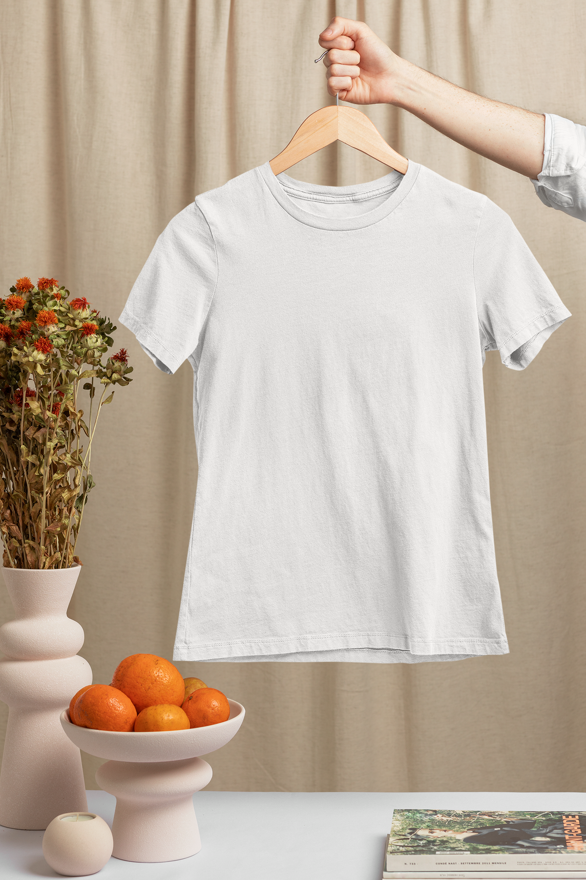 White Half Sleeve T-Shirt for Women