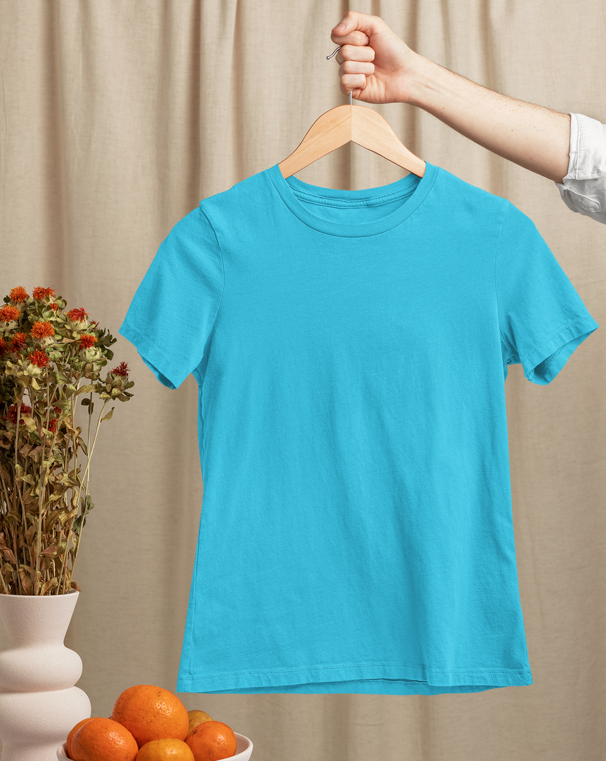 Sky Blue Half Sleeve T-Shirt for Women