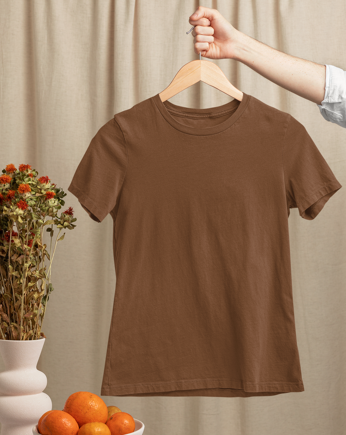 Coffee Brown Half Sleeve T-Shirt for Women