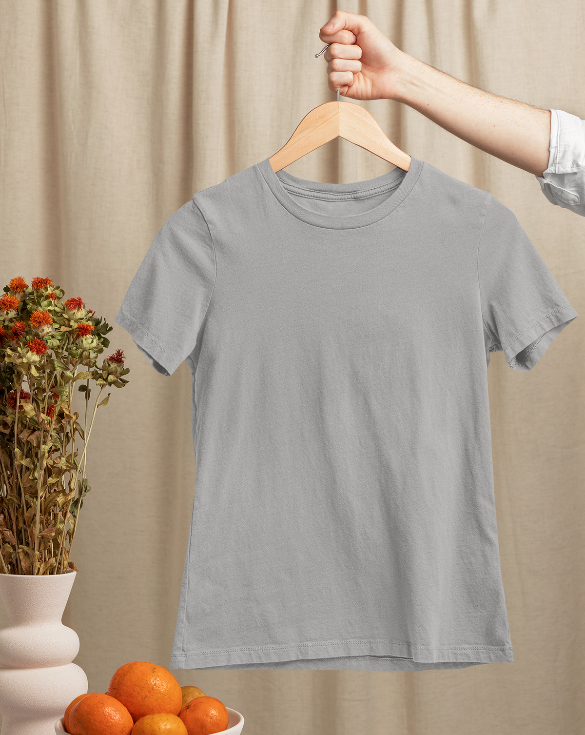 Melange Grey Half Sleeve T-Shirt for Women