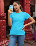 Sky Blue Half Sleeve T-Shirt for Women