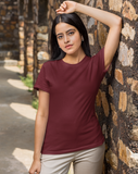 Maroon Half Sleeve T-Shirt for Women