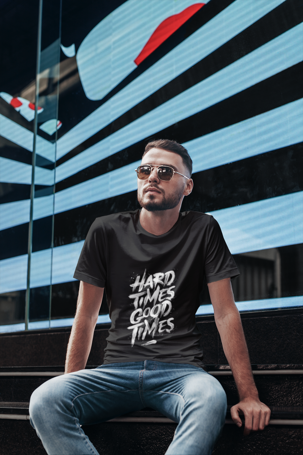 Hard Times Good Times Half Sleeve T-Shirt for Men