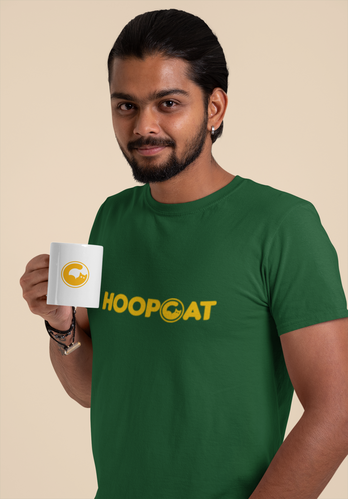 Hoopcat Olive Green Half Sleeve T-Shirt for Men